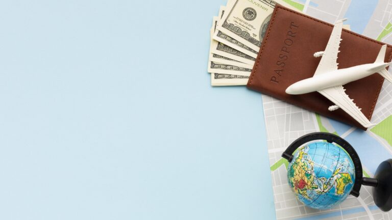 top view tourist objects frame with copy space